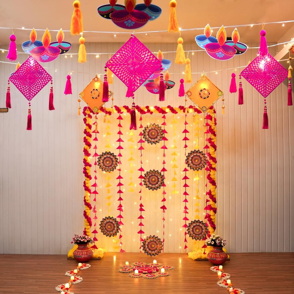 Festive backdrop Decoration for Diwali and Navratri