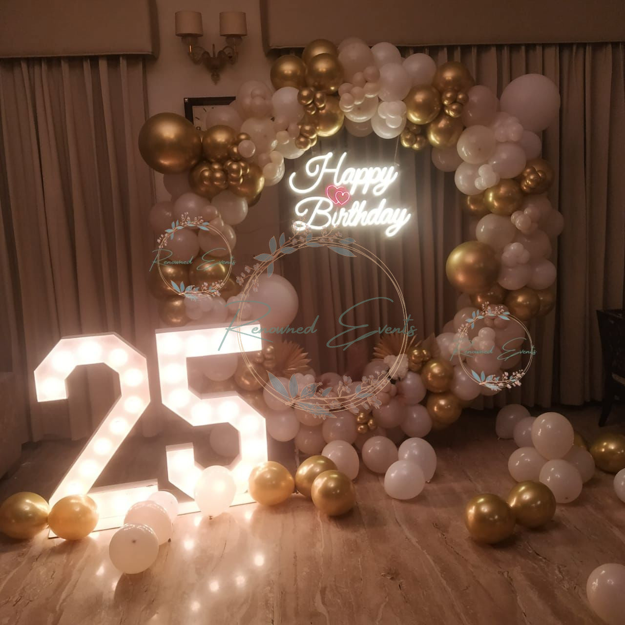 25th Birthday Decoration with Premium balloons and Number Leds