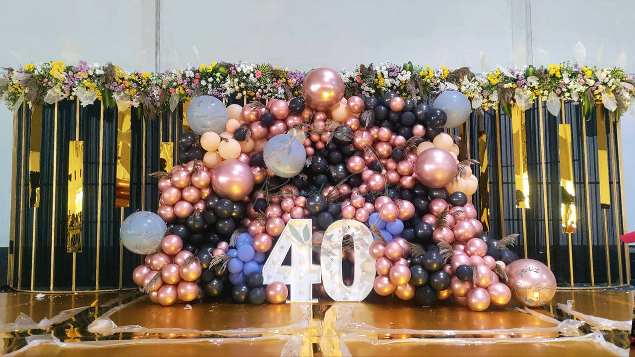 40 Birthday Celebration For Her with balloons backdrop