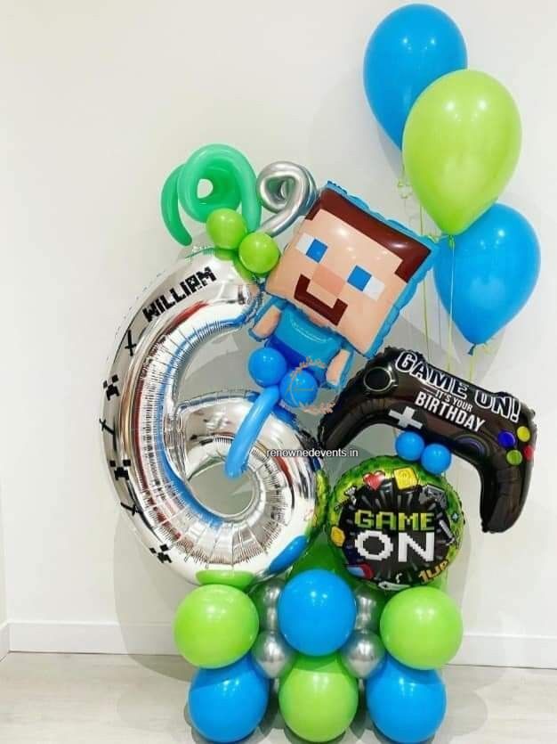 Minecraft balloon bouquet kids party