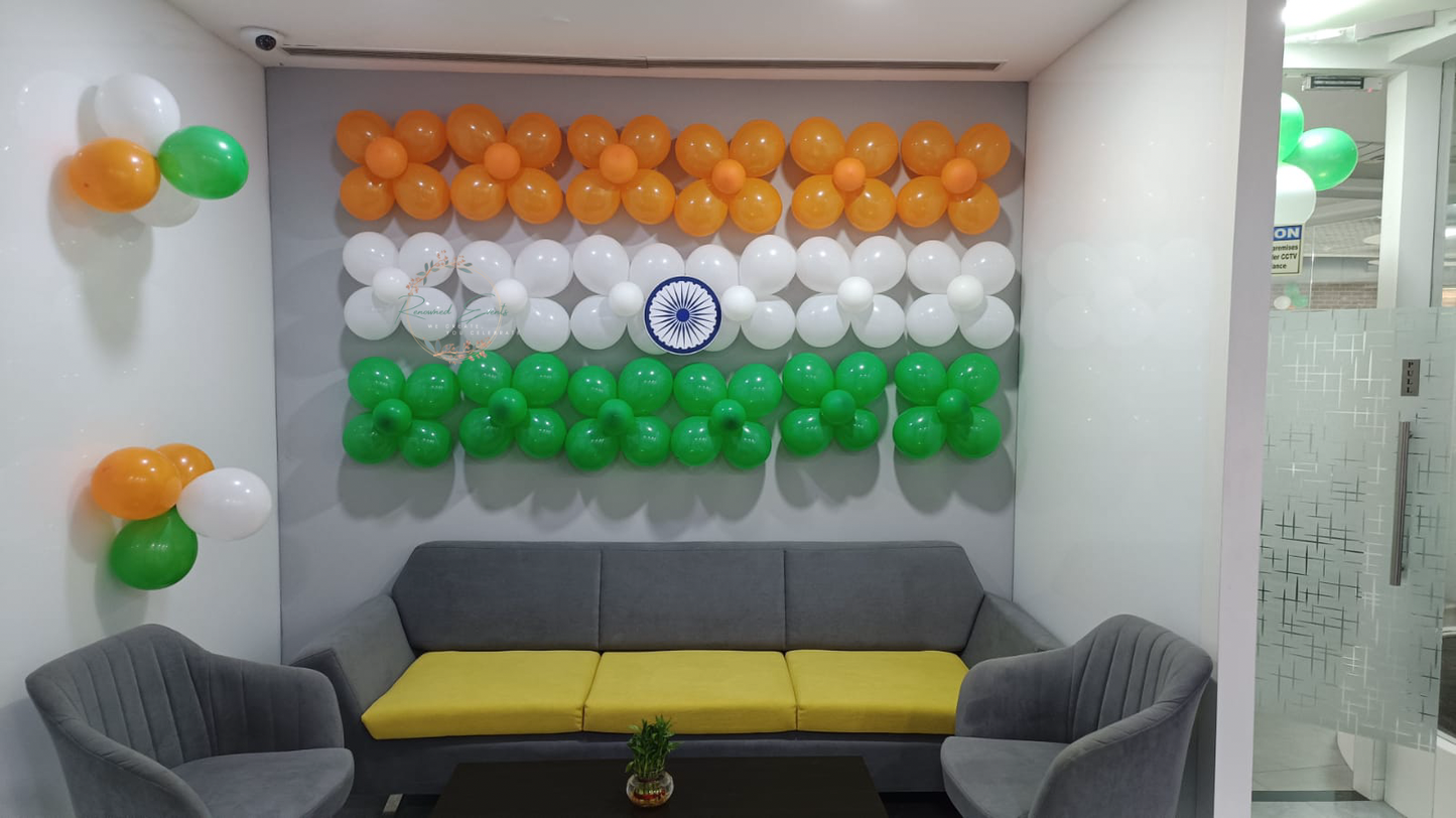 Tricolor Balloon Backdrop for Independence Day Office Celebrations | Renowned Events