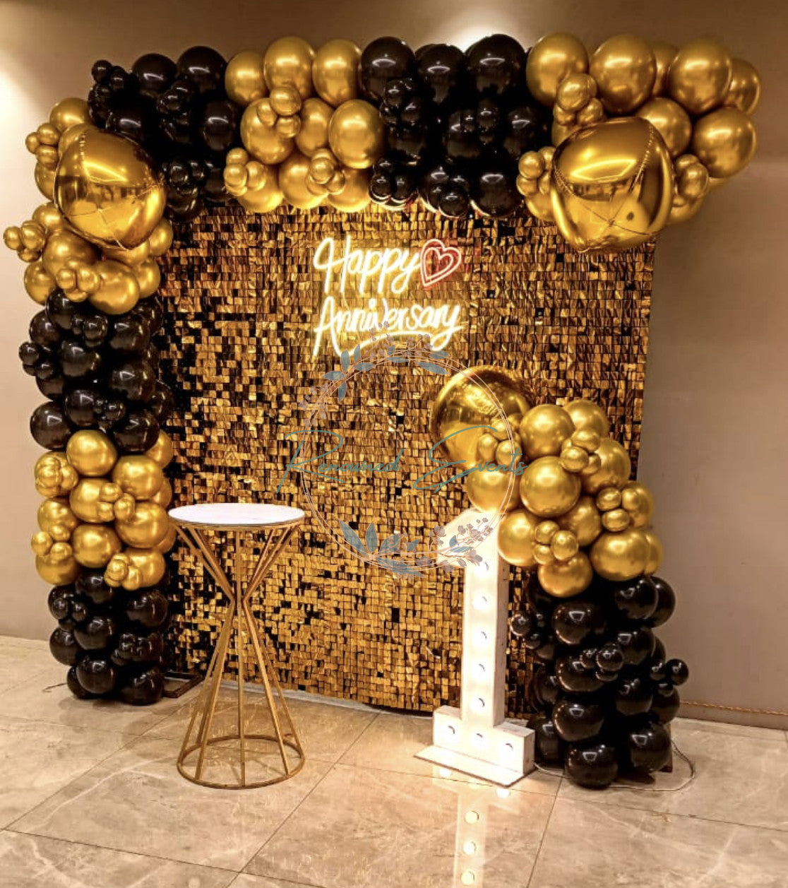 Anniversary Decoration with Sequin and Number lights