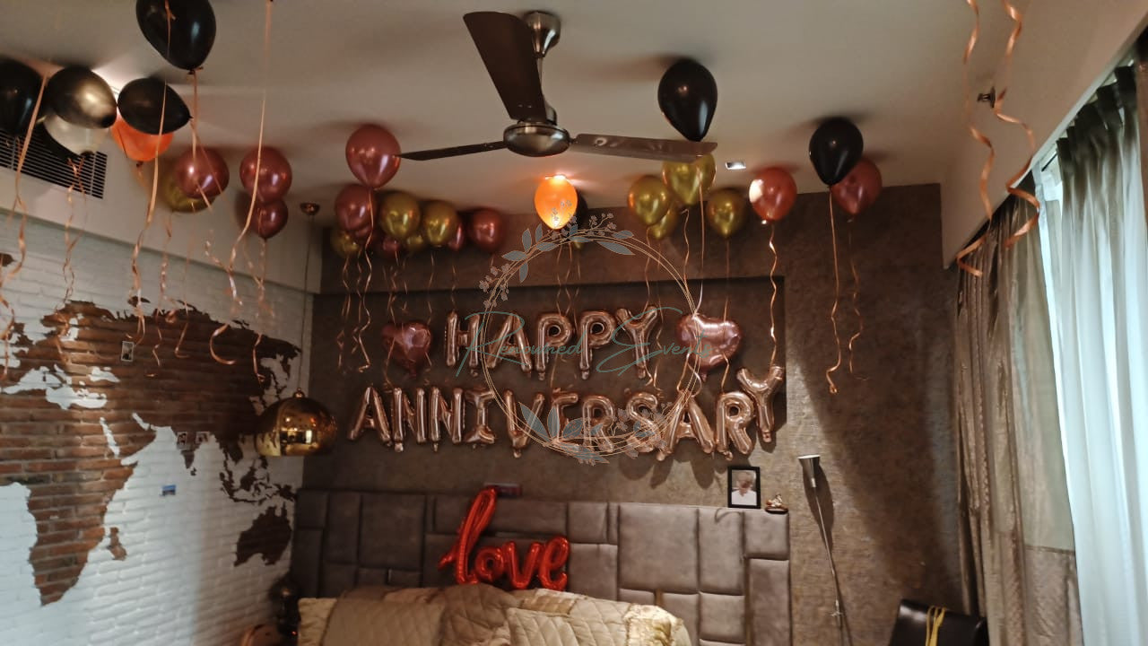Anniversary Room Decoration with Chrome Balloons