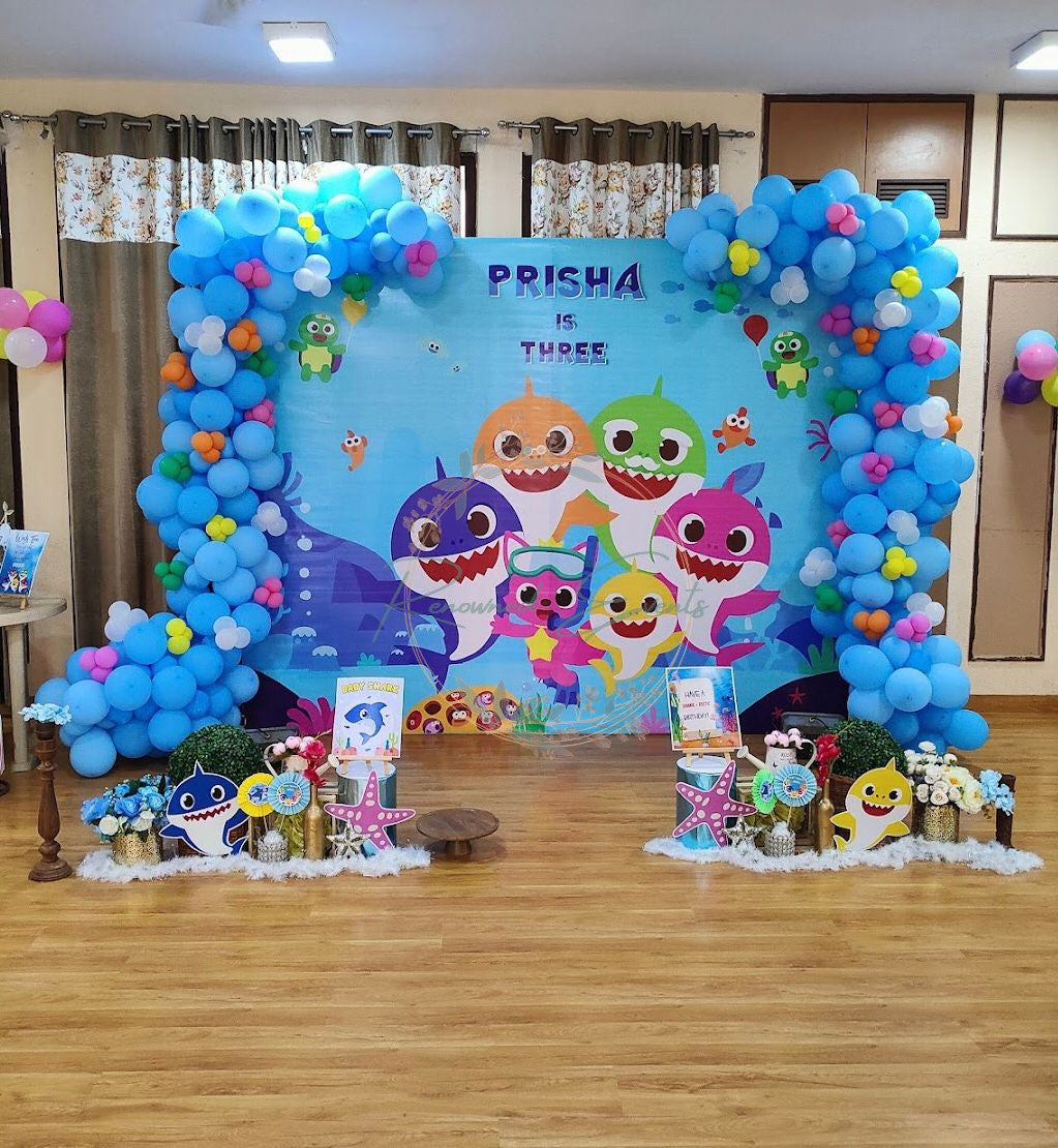 Baby Shark Theme Backdrop Decoration