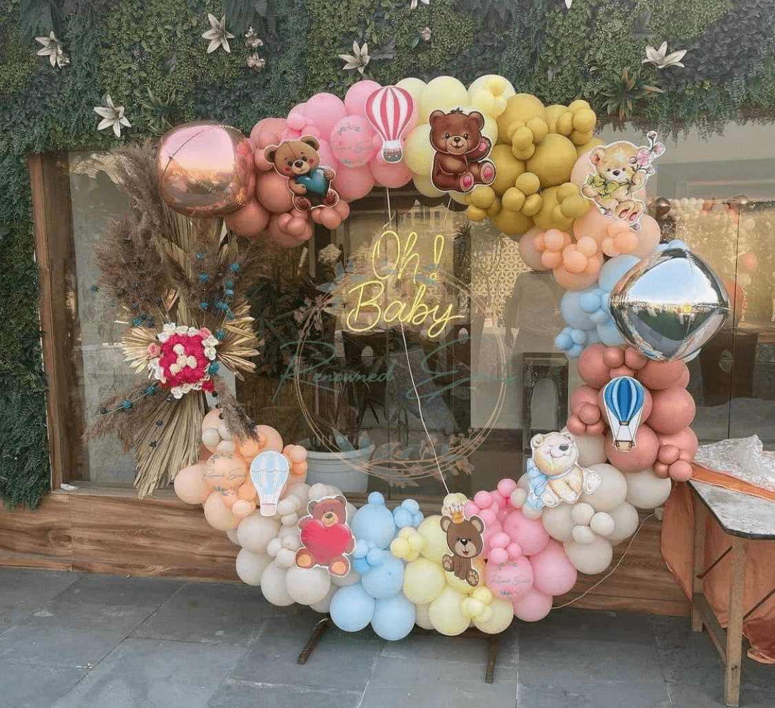 Baby Shower Decoration with Flowers & Cutouts