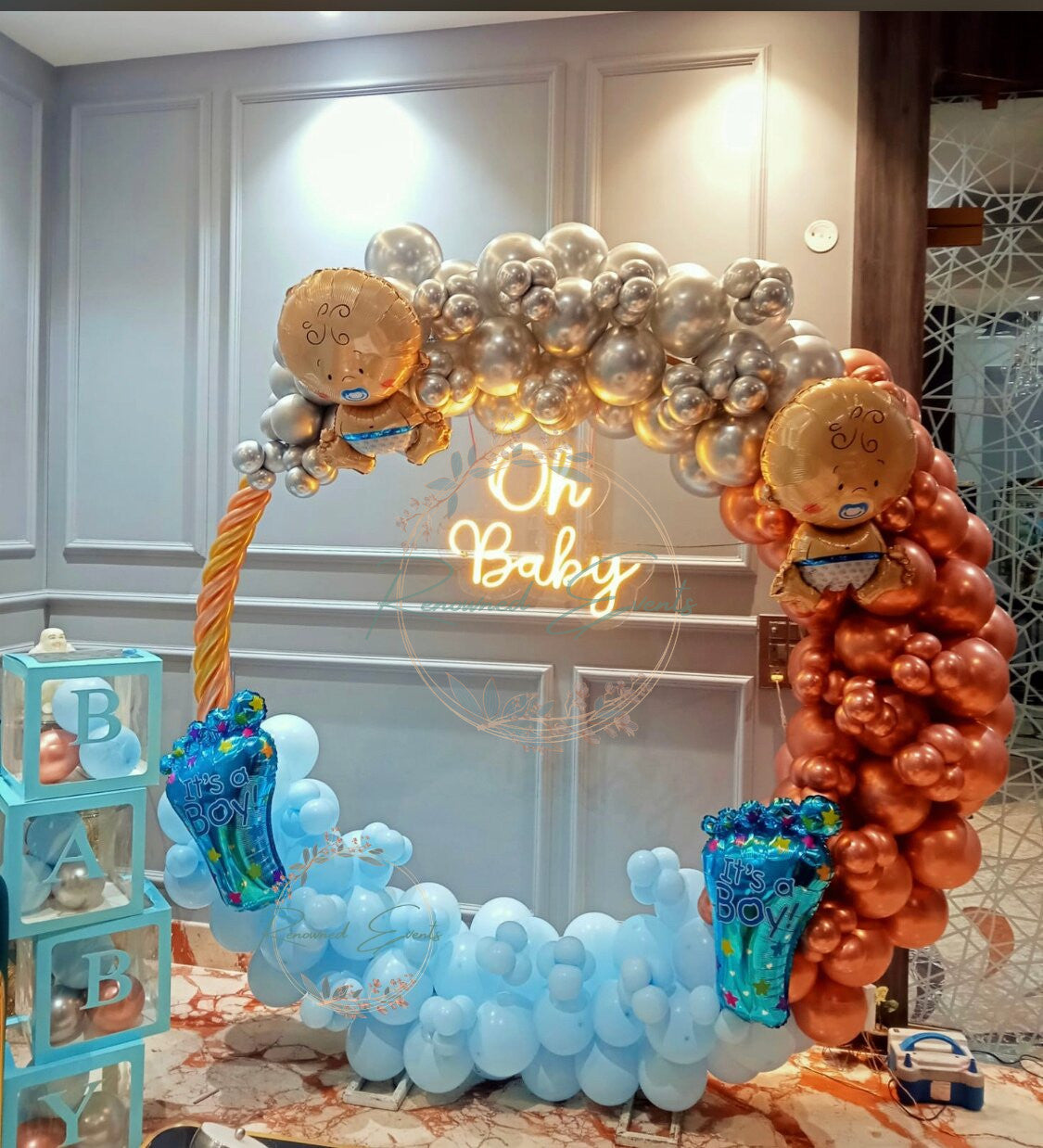 Baby Shower Decoration with Oh Baby LED & Baby Boxes