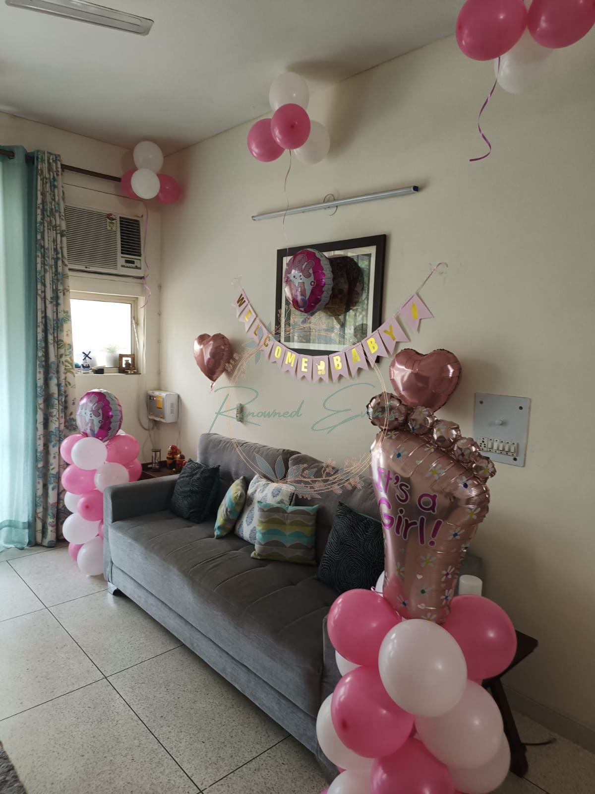 Baby Welcome Decorations with Balloon Pillars