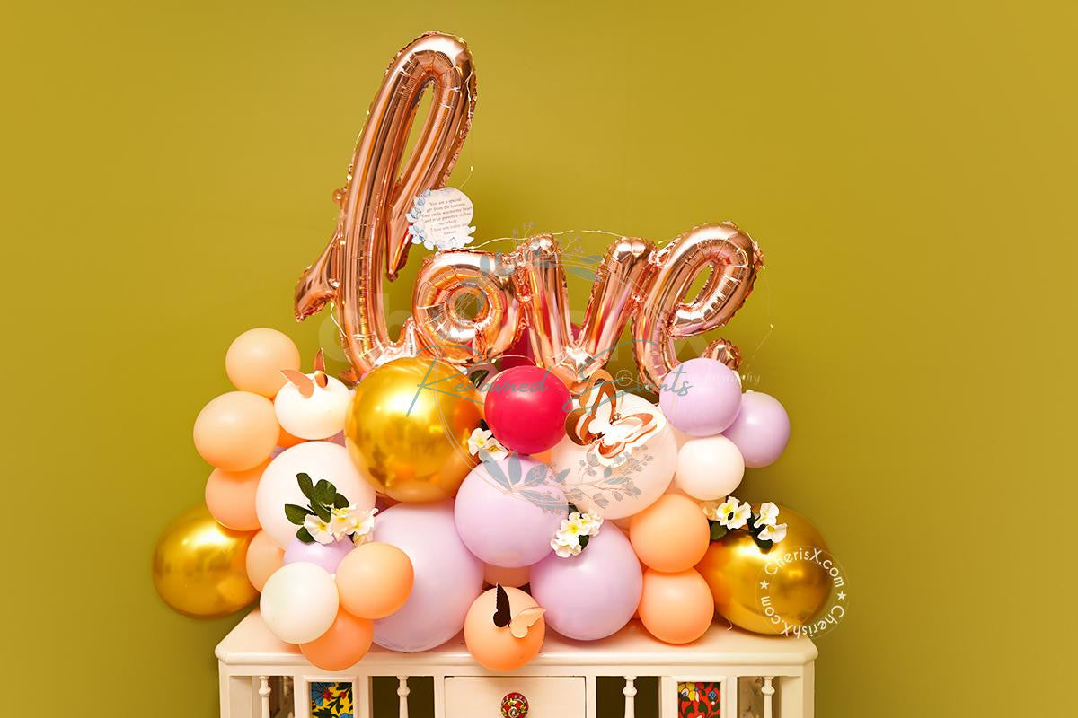 Balloon Bouquet with Cursive Love Foil