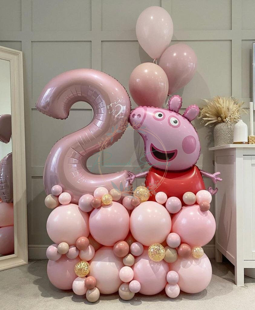 Balloon Bouquet with Peppa pig Theme Foil and Age Foil