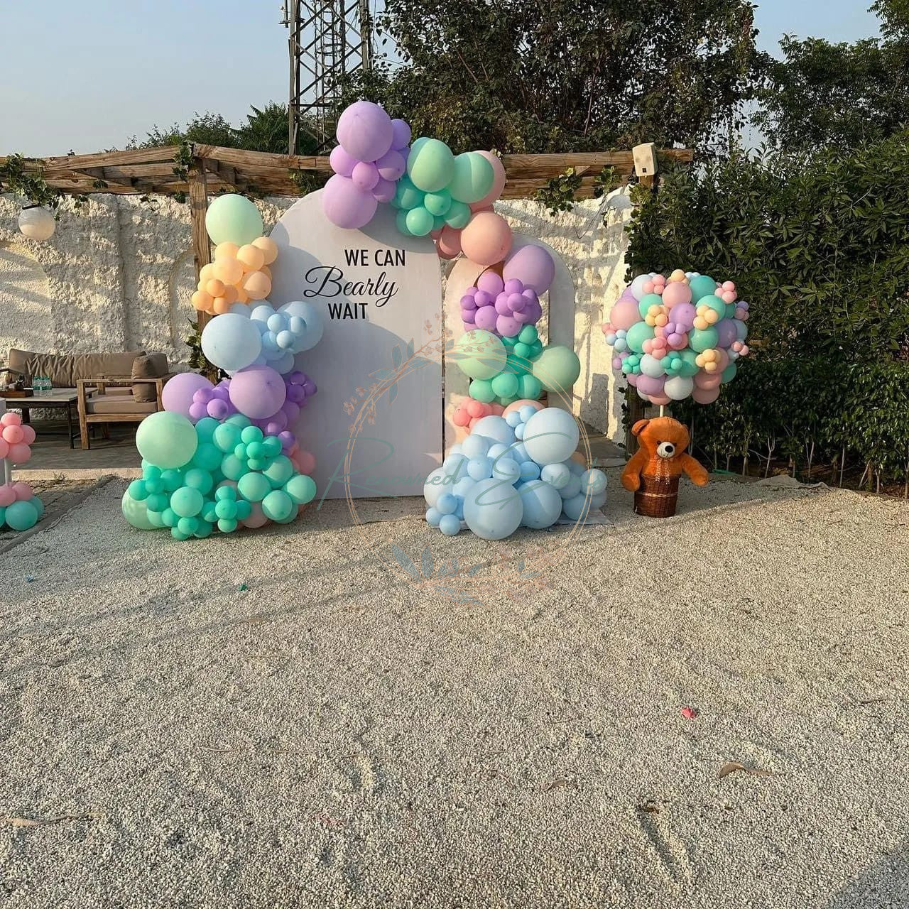 Bearly Wait Backdrop: Hot Air Balloon Fantasy with Premium Teddy basket