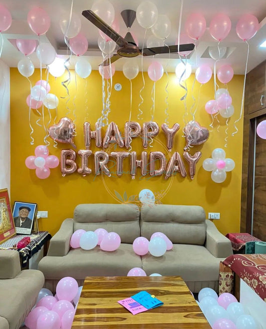 Birthday Decoration for Girl at home with Pastel or Metallic Balloons