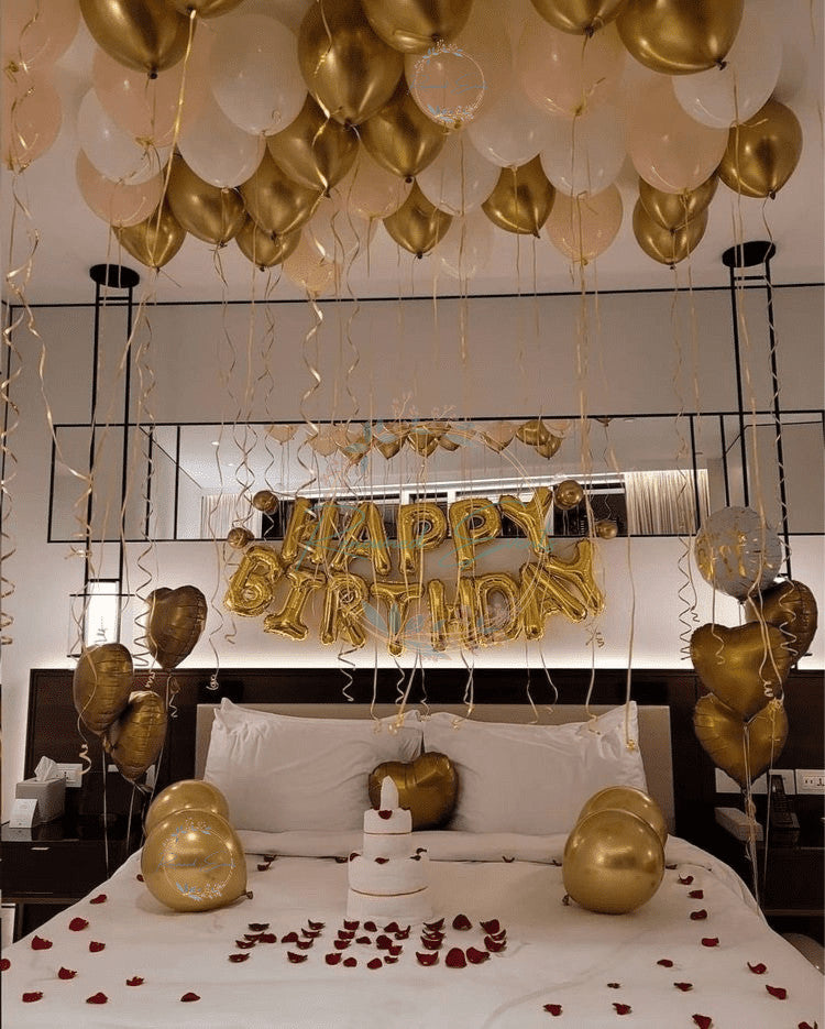 Birthday Decoration for Him with Premium Balloons and Rose Petals