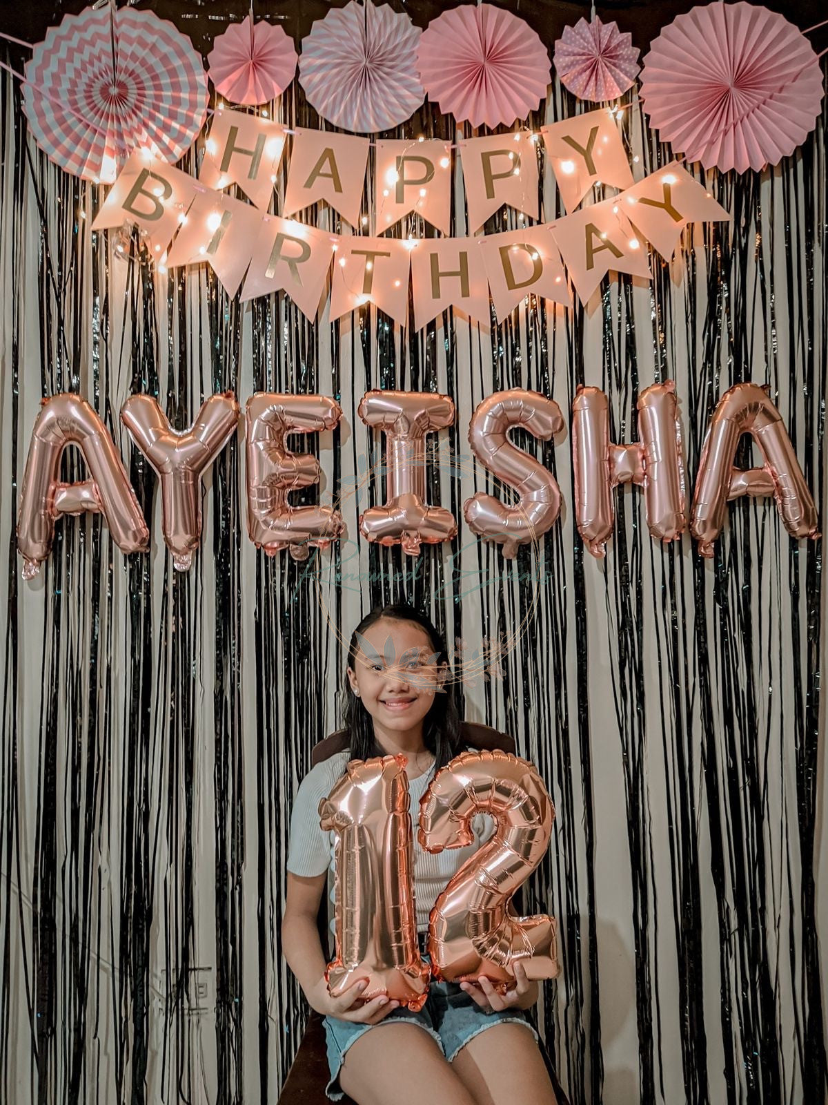 Birthday Decoration with Paper Fan and Balloons