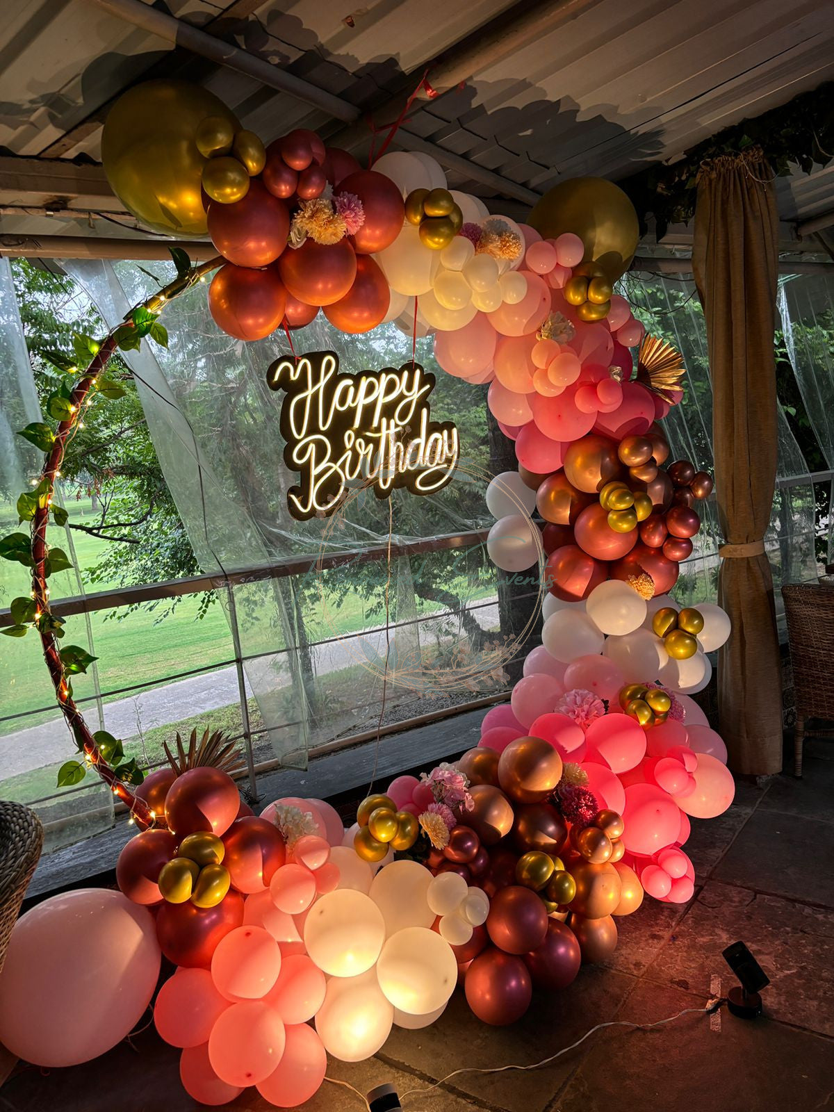 Blooms and Balloons Backdrop Celebrate her Special Day