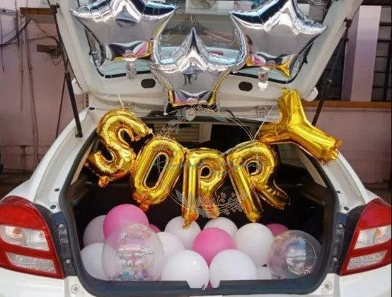 Car Boot Decoration with SORRY Alphabets