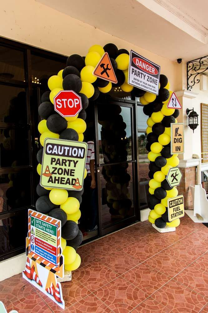 Construction theme Balloon arch gate for Kids Birthday Party
