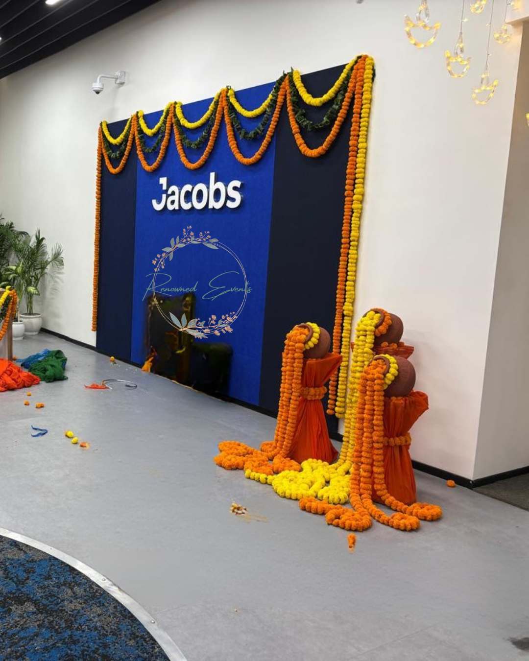 Festive Decoration with fresh marigold decoration
