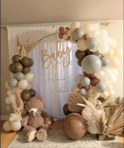 Floral and Leafy Round Balloon Decor for Baby Shower Party