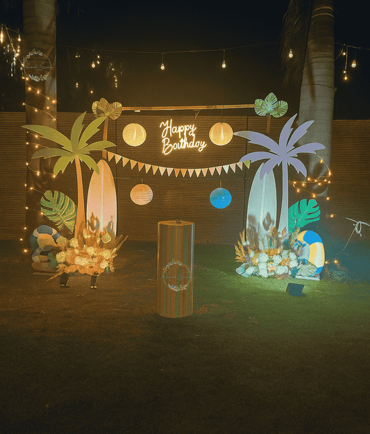 Tropical Summer Pool Party Birthday Backdrop – Photo Booth Decoration