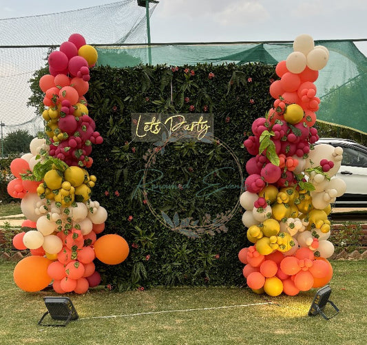 Green Festive Photo Backdrop with Premium Exclusive Balloons