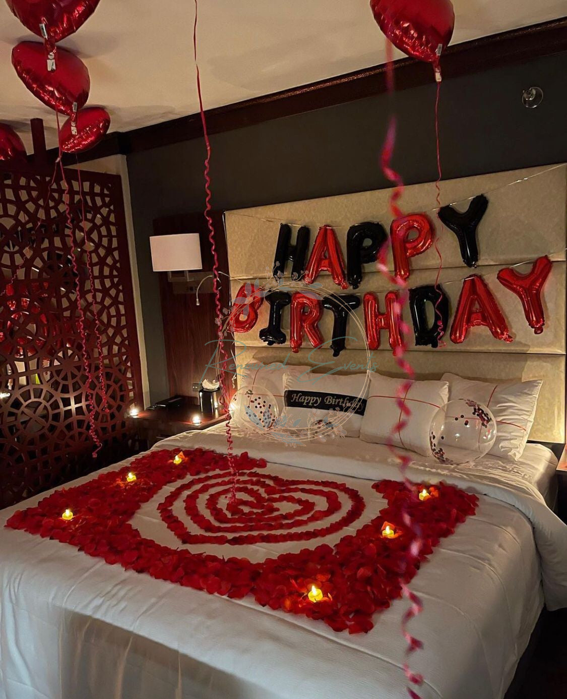 Happy Birthday Decoration with Rose Petals