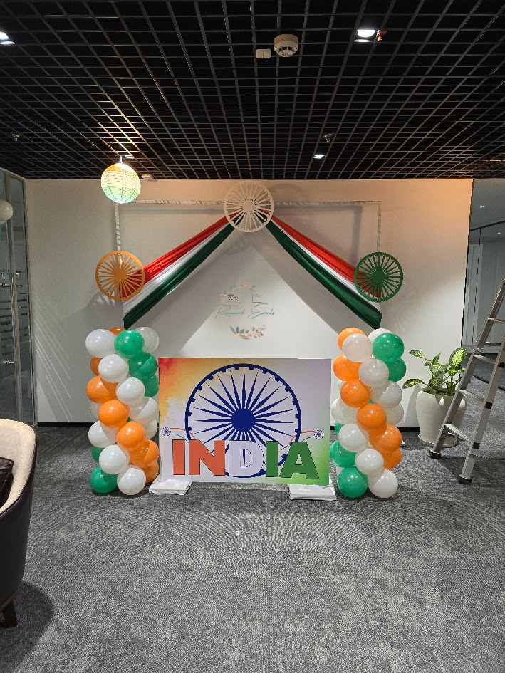 Tricolor Celebration Corner - Independence Day Insta-Spot: Photo-Ready Office Setup