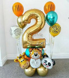 Jungle Theme Helium Balloon Bouquet: Adventure Awaits!"