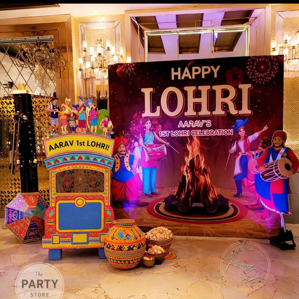 Punjabi Lohri Celebration Decoration with Traditional Props & Lighting