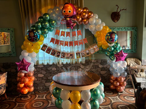 Masha theme balloon Decoration backdrop for kids party