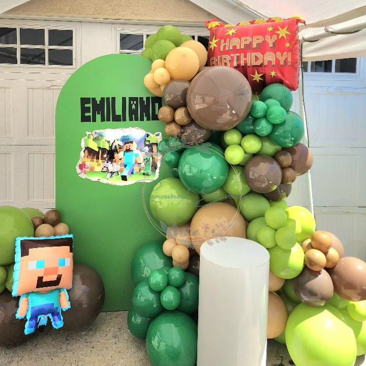 Minecraft Premium Birthday Backdrop with Balloons