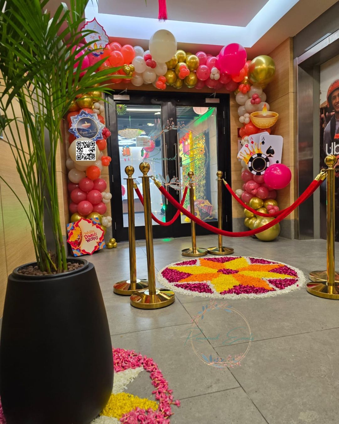 Balloon Gate for Diwali Party with Festive Rangoli