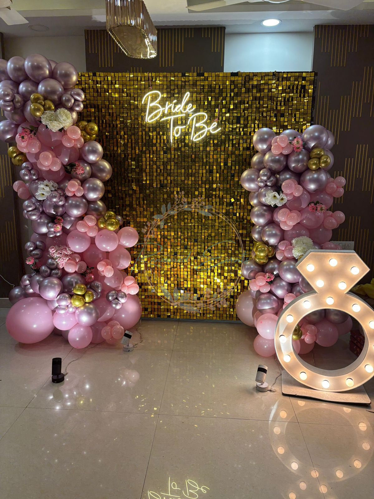Pink & Gold Sequin Backdrop for the Bride-to-Be