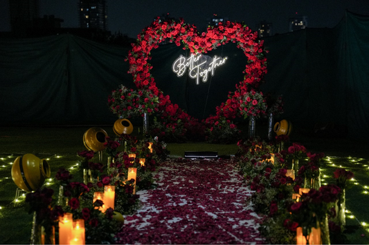 Luxury Proposal Decoration with Red Roses & Candle Pathway - Gurgaon, NCR, Dehradun & Mussoorie | Renowned Events