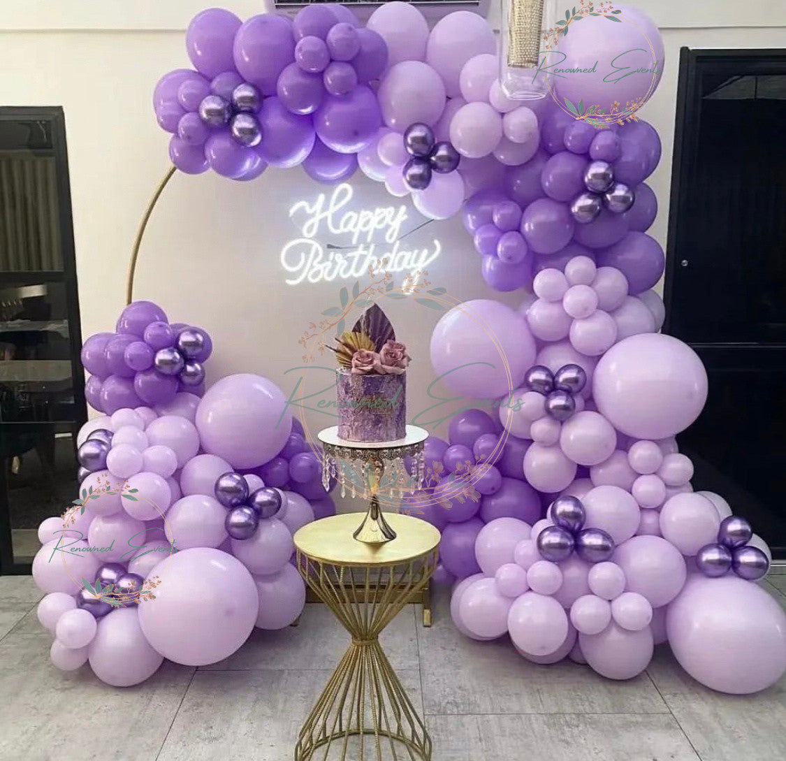 Purple Theme Birthday Decoration with Premium Pastel Balloons