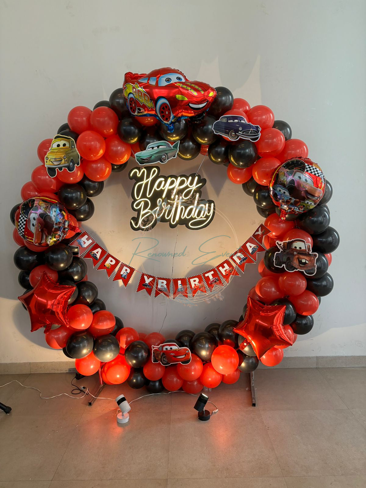 Rev Up for Adventure: Car-Themed Backdrop for Kids' Birthday Celebration"