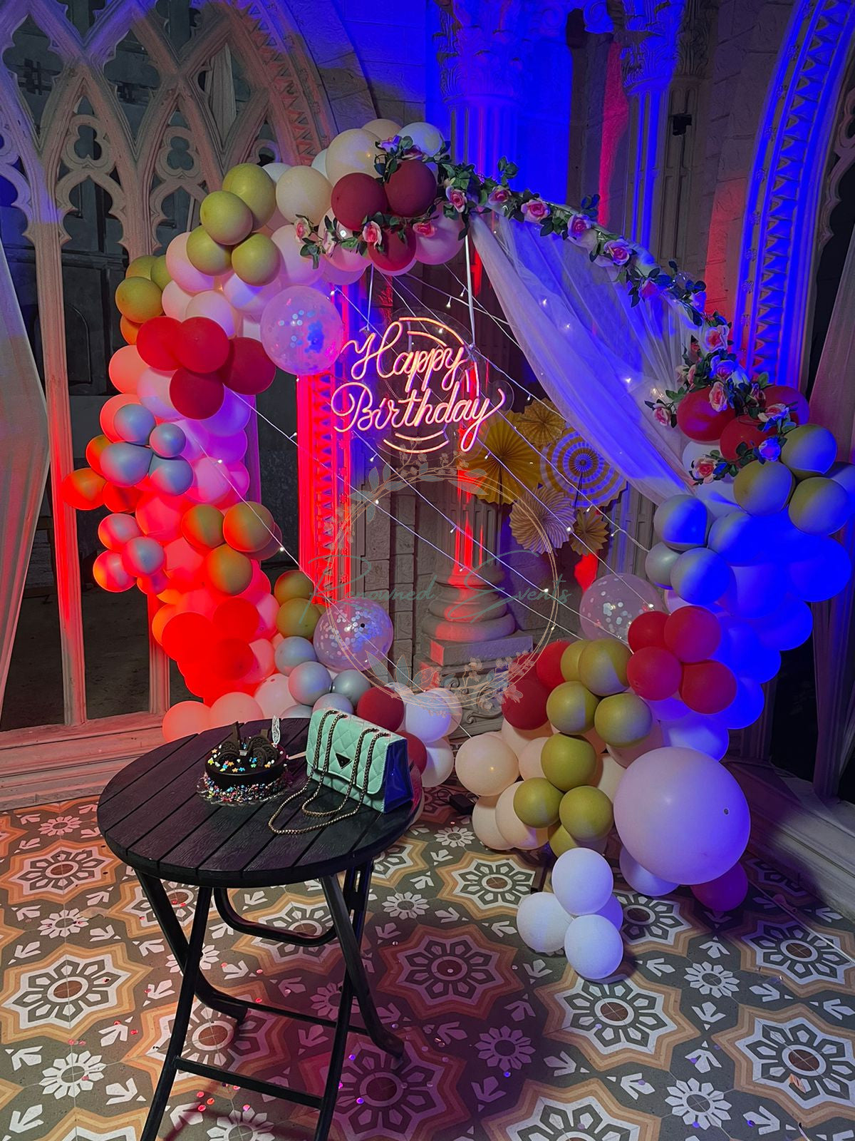 Ring Decoration for Her with Artificial Flowers and Balloons