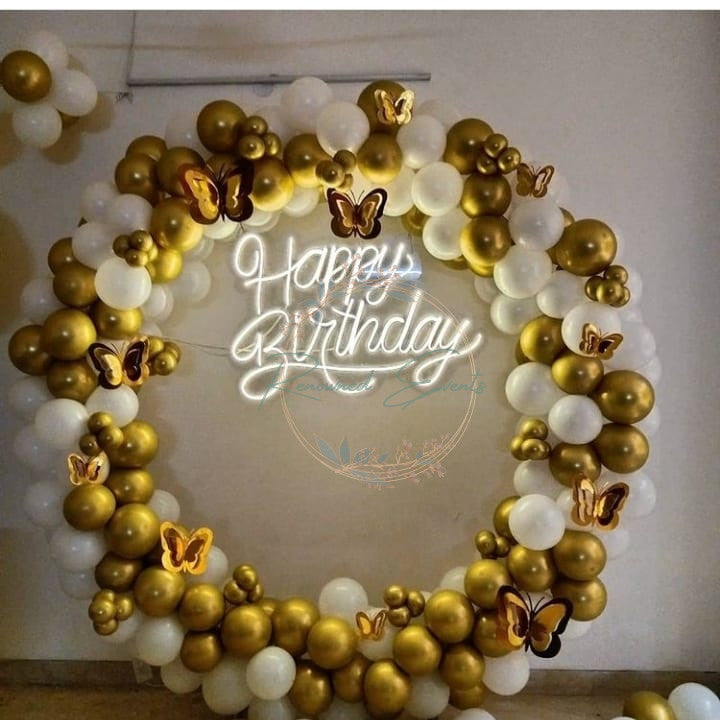 Ring decoration with Chrome and pastel Balloons with Helium age numbers