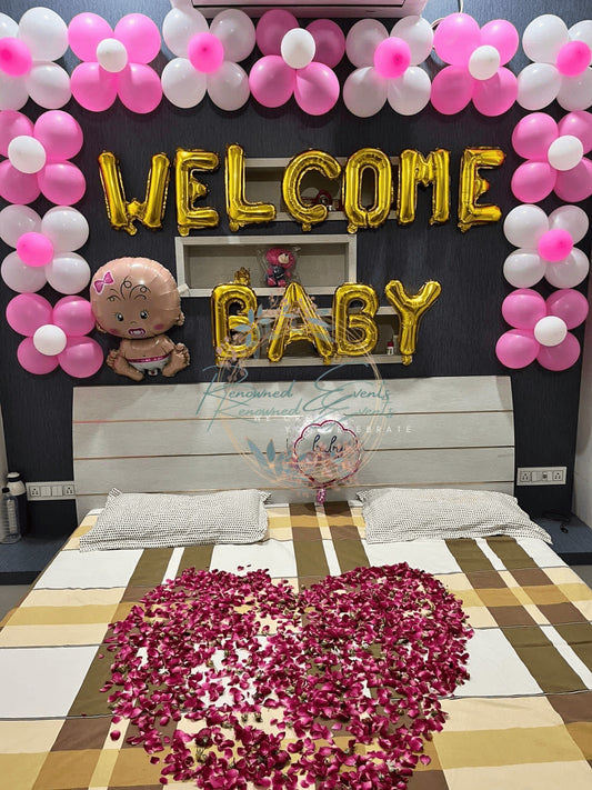 Room Decor for Baby Welcome with Rose Petals