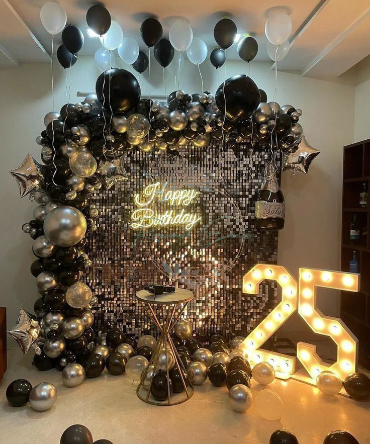 Shimmer Backdrop with Glittery BalloonsDecor