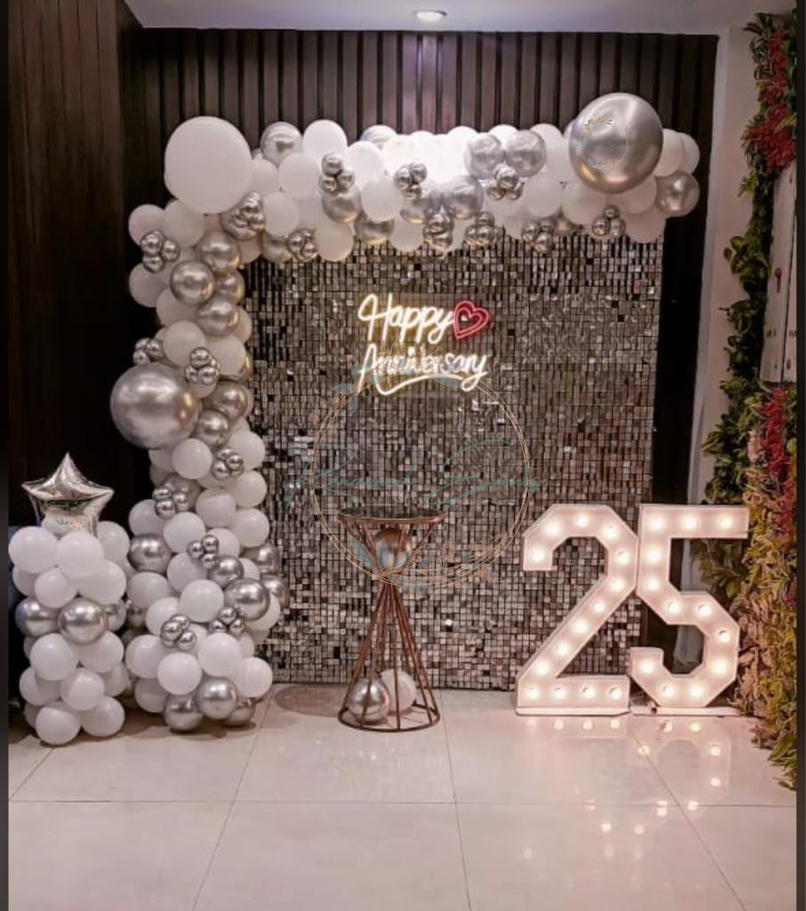 Silver Backdrop with Arch Decor