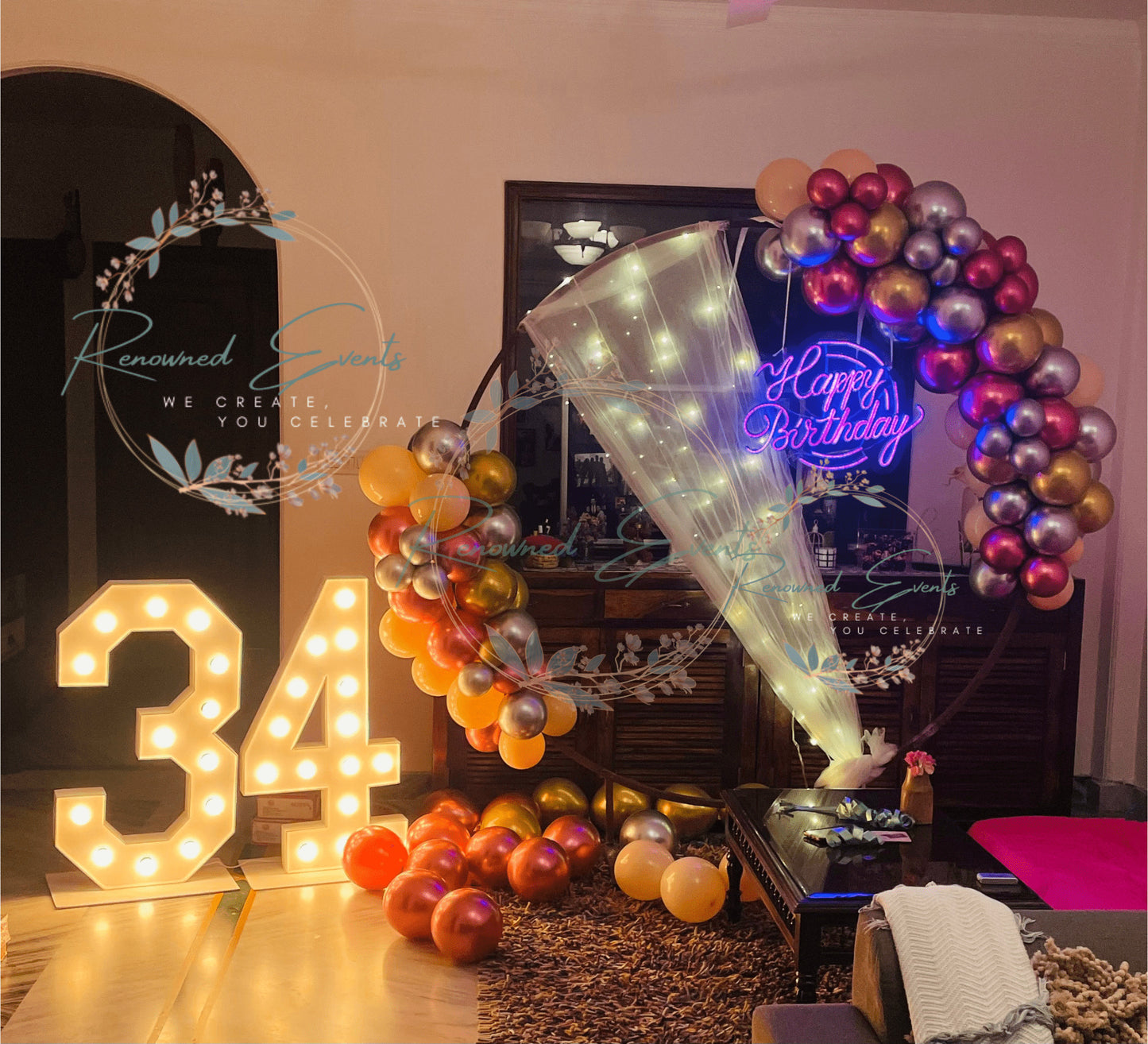 Special Decor with Chrome Balloons White net curtains for her