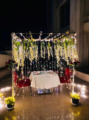 Surprise Proposal Decoration with Frame Stand & Rose Bouquets