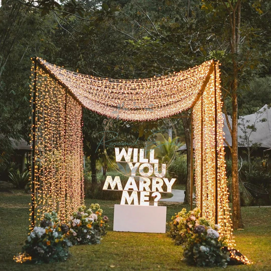Surprise Proposal Decoration with Will You Marry Me Light & Fairy Lights Decoration
