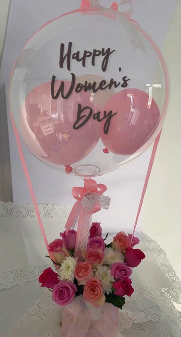 Women's day Flowers and balloons bouquet