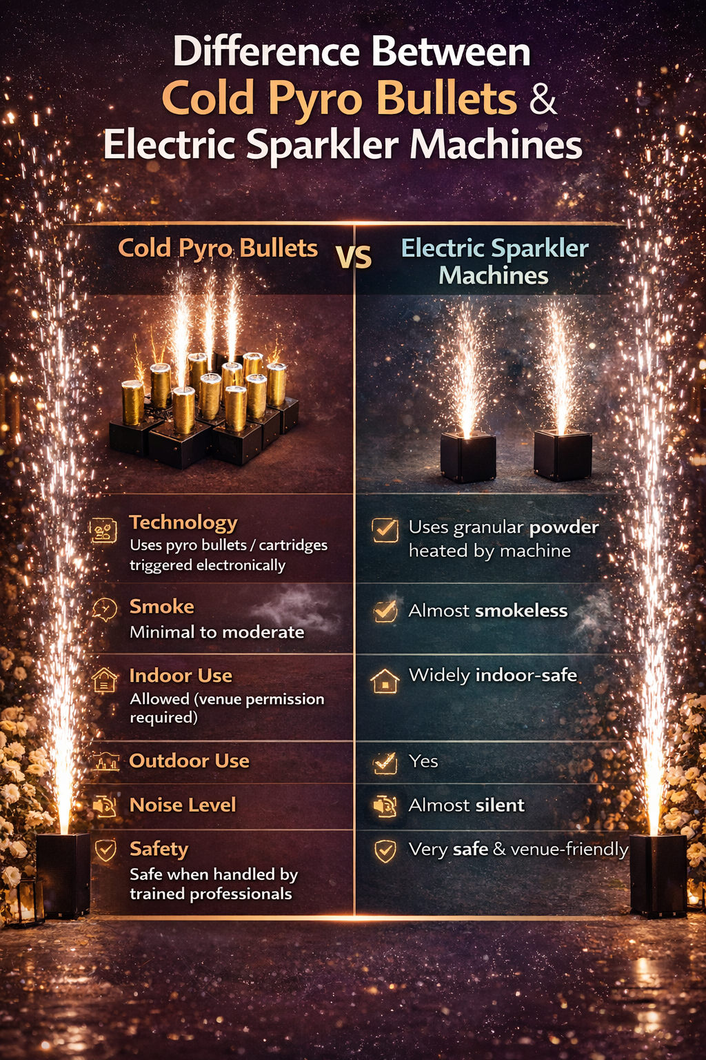 Cold Pyro Effect for Wedding Entry & Events | Renowned Events