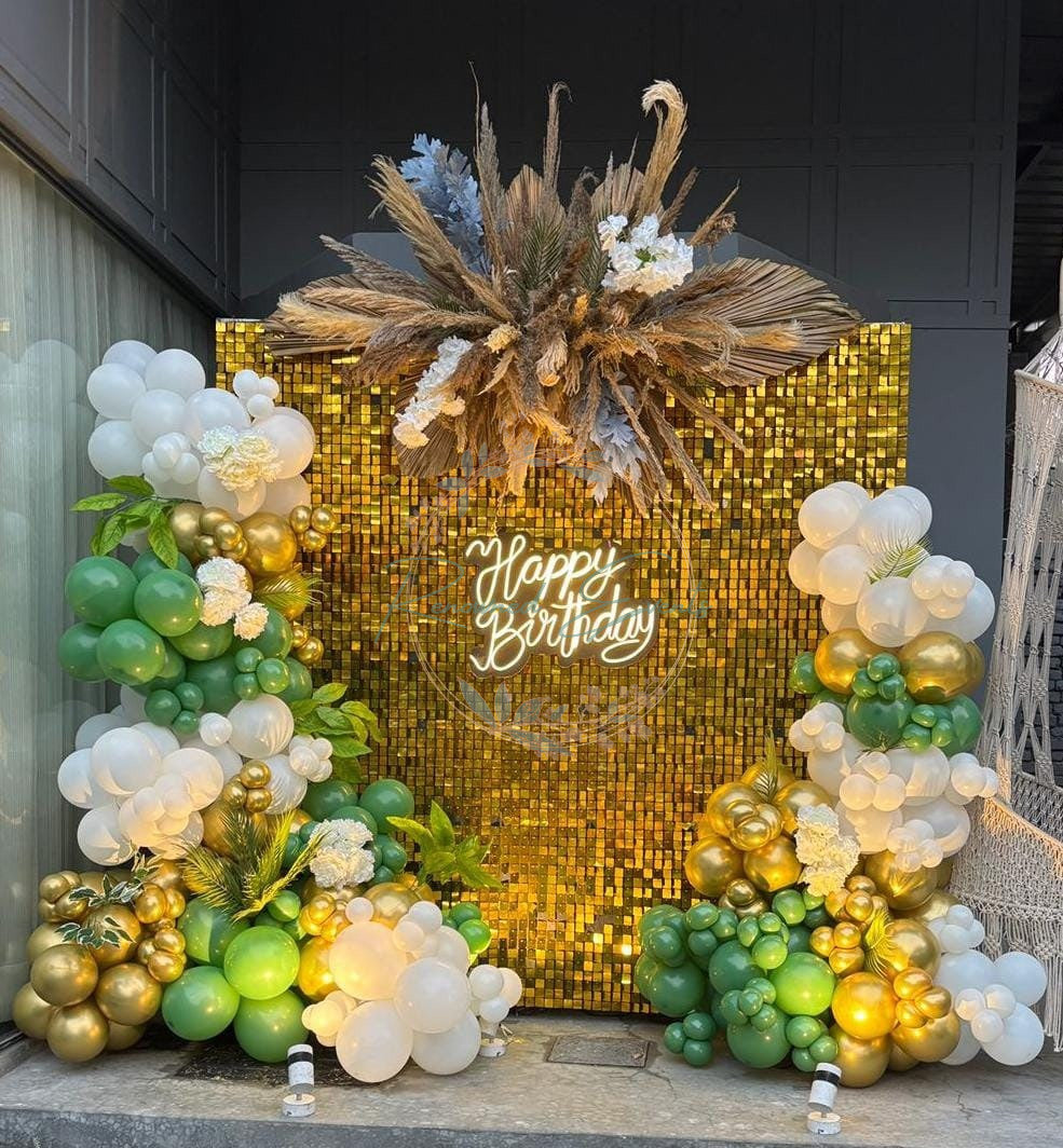 Sequin Backdrop with Artificial Flower for parties, or photo shoots.