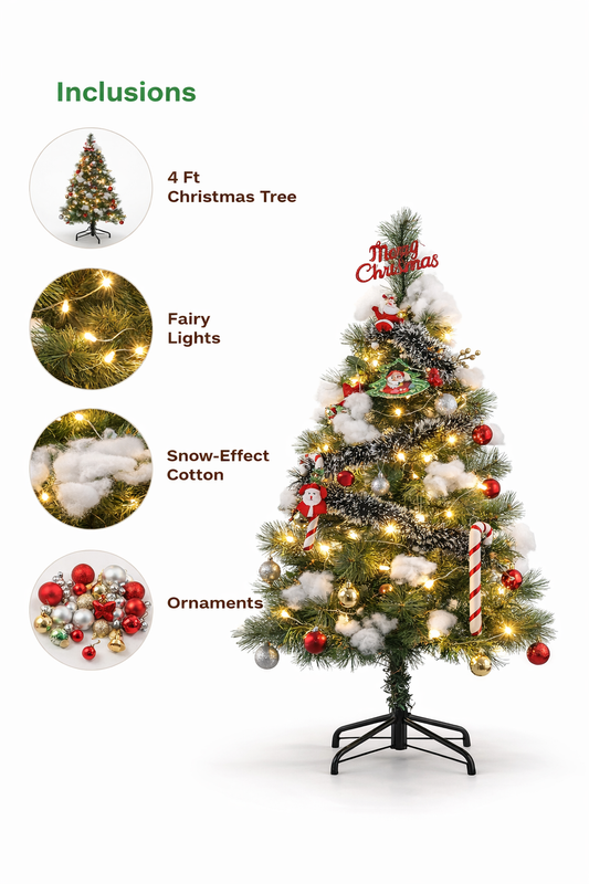 Artificial Christmas Tree with Lights & Ornaments | Festive Home Decor