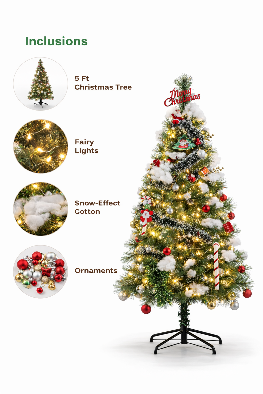 Artificial Christmas Tree with Lights & Ornaments | Festive Home Decor
