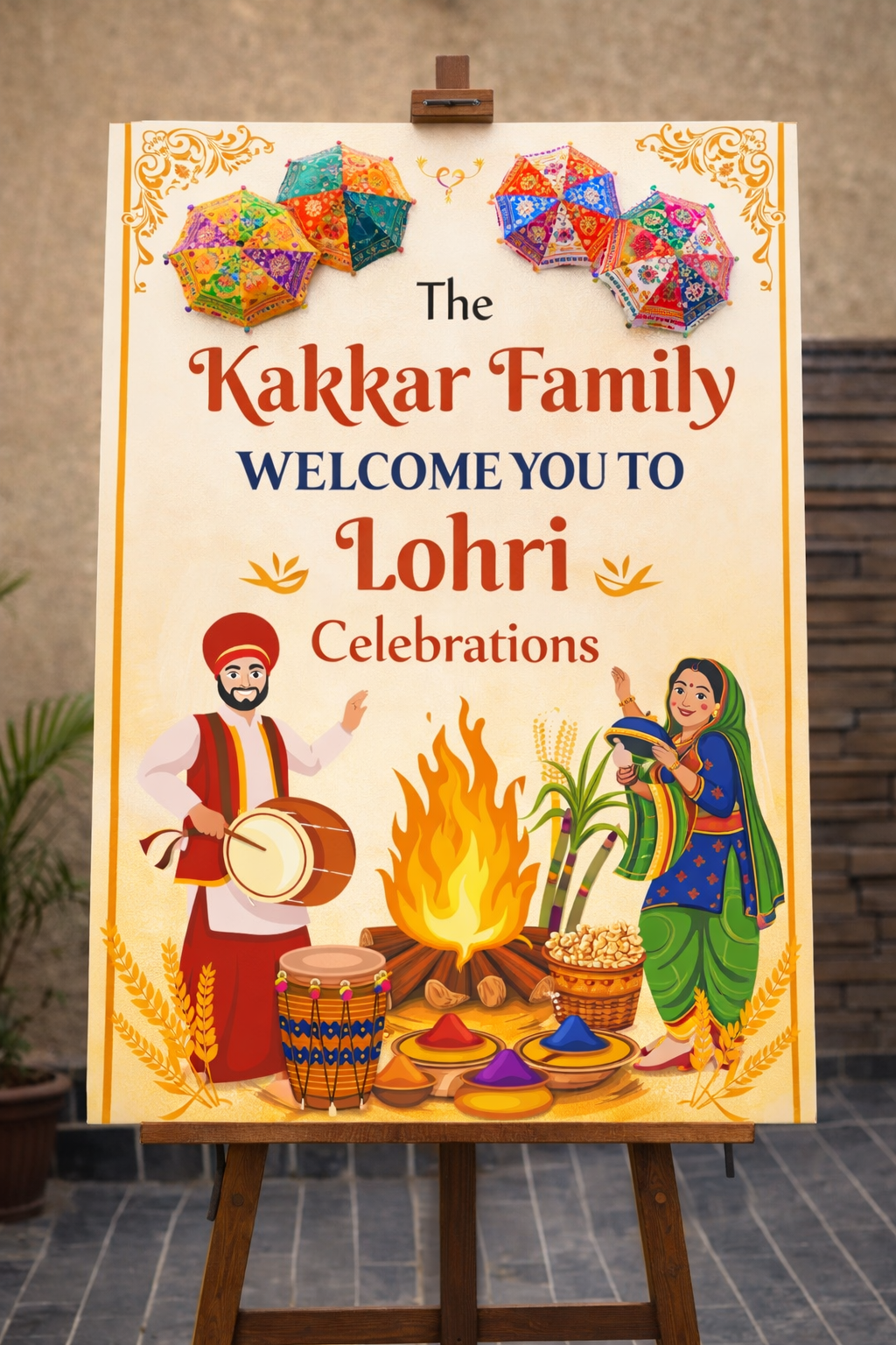Lohri Celebration Decoration Services | Punjabi Theme Decor, Hangings & Welcome Boards