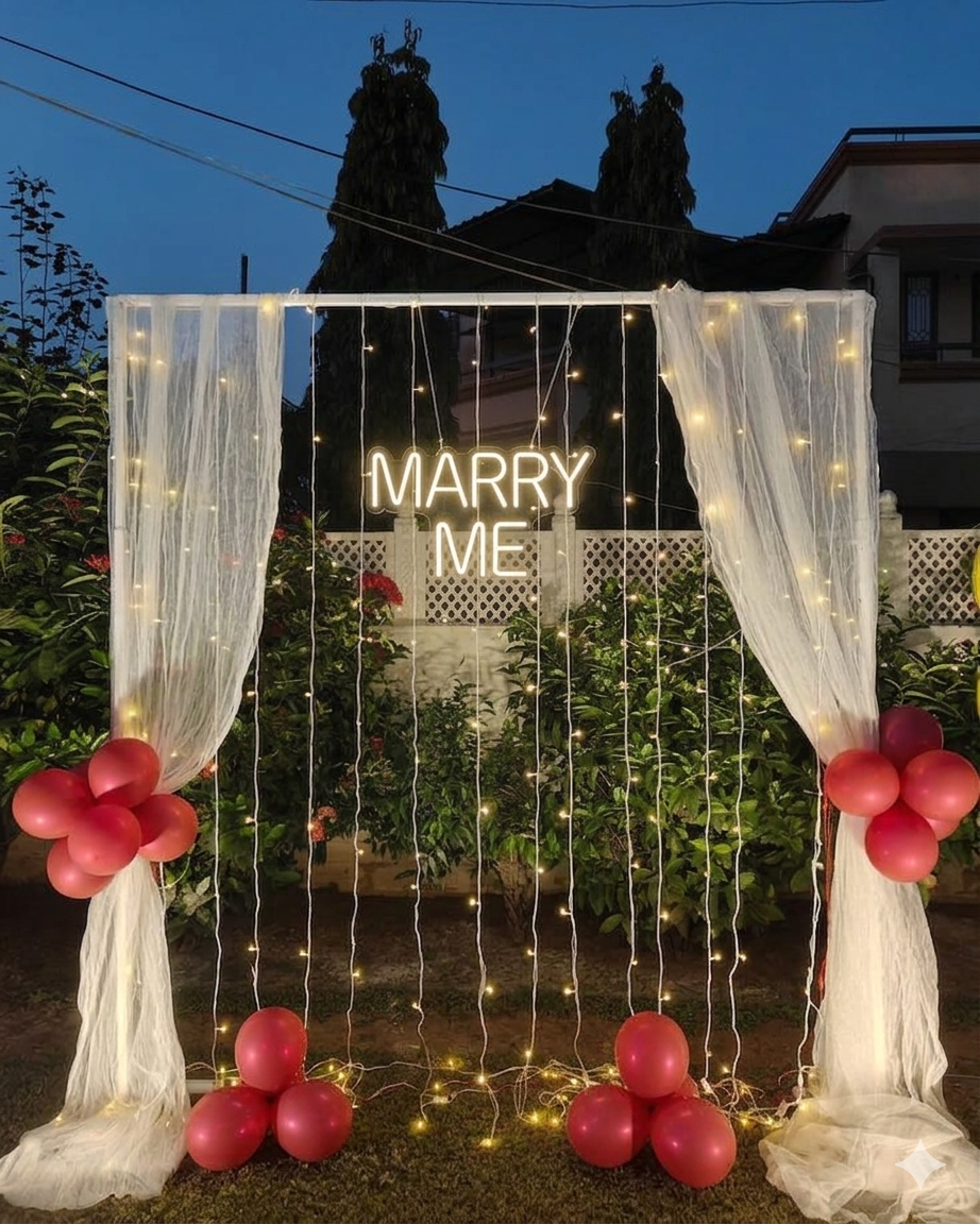 Surprise Proposal Decoration with Fairy Lights Decoration